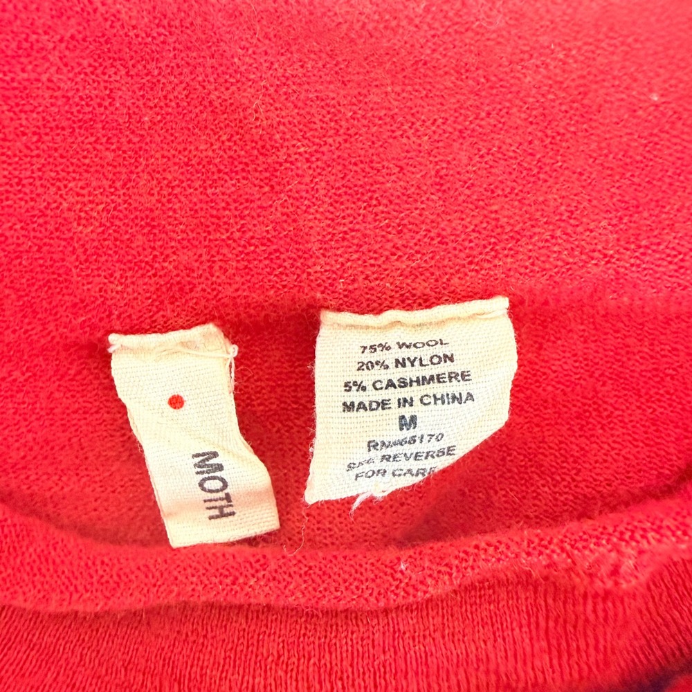 Anthropologie Moth Rosette Mock Neck Sweater Size S Red Wool Cashmere Blend - Picture 10 of 16